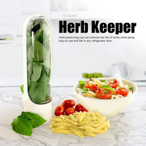 Vista 5 de Herb Keeper Contenedor de almacenamiento de hierbas Conservador de sabor para cilantro, menta, perejil espárragos