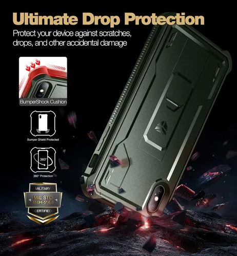 Vista 3 de Dexnor Funda para iPhone Xs Max, [Protector de pantalla y soporte integrados] Protección de grado militar resistente a prueba de golpes para iPhone