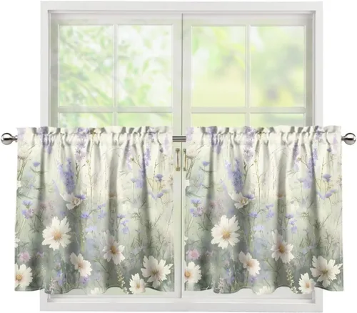 Vista 29 de God Bssing You Tier Curtains for July 4Th 2026 27.5x24 2 Panels Light Filtering Half Window Rod Pocket for Kitchen/Bathroom