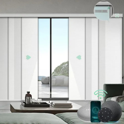 Vista 14 de Yoolax Persianas de puerta corredera inteligentes XL personalizadas, persianas motorizadas compatibles con Alexa, persianas de tela opacas Basalto