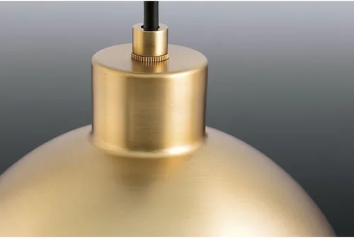 Vista 3 de Globe LED Collection - Lámpara colgante moderna de cristal ópalo de mediados de siglo, bronce cepillado