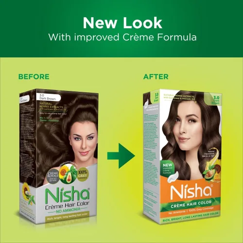 Vista 3 de Nisha Crema permanente para el cabello, tinte para el cabello, marrón oscuro (paquete de 1)