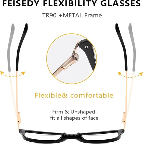Vista 3 de FEISEDY - Gafas con bloqueo de luz azul para computadora, para mujer y hombre, marco Cateye TR90 B2772