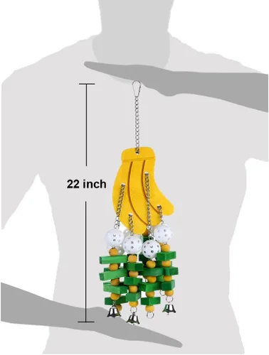Vista 2 de KINTOR Juguete grande para masticar loro, juguete de jaula de pájaro para Banana