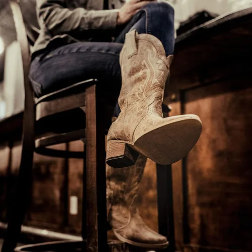 Vista 5 de HISEA - Botas vaqueras Rollda para mujer, con punta alargada y de estilo del lejano oeste