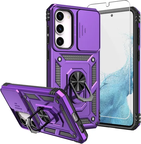 Vista 8 de Funda para Galaxy S23 Plus, con protectores de pantalla HD y funda para cámara, [grado militar] de 16 pies. Funda a prueba de caídas con funda Negro
