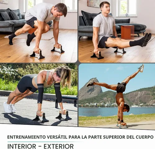 Vista 6 de PULLUP & DIP Parallettes - Mangos para Flexiones con Mangos Ergonómicos de Madera y Acero de Alta Resistencia - Barras Parallettes Antideslizantes