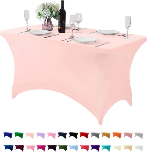 Vista 141 de Mantel de elastano para mesa de 6, 4 o 8 pies, universal, ajustable, para fiestas, banquetes, bodas y eventos, color verde manzana