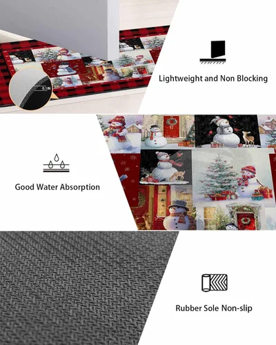 Vista 3 de Christmas Bath Mat for Tub,Non Slip Bathroom Floor Runner Rug Quick Dry & Absorbent Diatomaceous Earth Shower Sink Bedroom Kitchen Washable