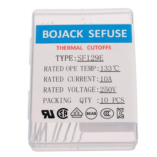 Vista 3 de BOJACK SF129E SEFUSE 10A 250V Fusibles Térmicos 271.4 °F Cortes Térmicos (Paquete de 10)