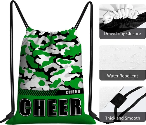 Vista 4 de Mochila con cordón impermeable para gimnasio, bolsas con cordón, bolsa de cuerda deportiva, mochila de camuflaje, Bolsas con cordón Cheer - Bolsas
