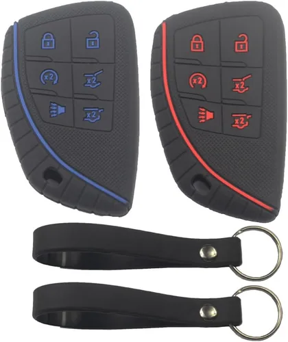 Vista 10 de 2 fundas para llavero con 6 botones compatibles con Chevrolet, 2 piezas negro
