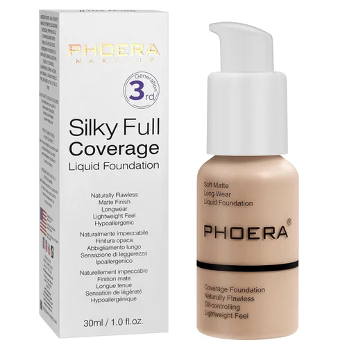 Vista 15 de PHOERA - Base líquida mate, maquillaje PHOERA para mujeres, corrector de cobertura completa, base PHOERA, corrector de control de aceite mate de 1.0