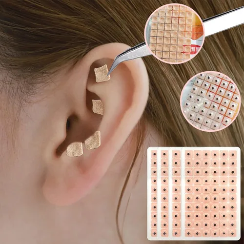 Vista 4 de Kit de 600 semillas de acupuntura con aguja de acupuntura, puntas de oreja, guía de gráficos para principiantes, herramientas faciales