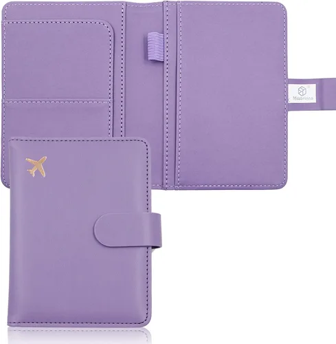 Vista 41 de Melsbrinna Funda de cuero prémium para pasaporte, impermeable, con bloqueo RFID, cartera de viaje con soporte para bolígrafo, bonito libro