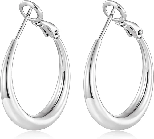 Vista 11 de Pendientes de aro de oro para mujer de moda con poste de plata de Dorado