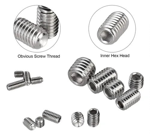 Vista 4 de 24 tipos #2-56 a 3/8-16 SAE 304-acero inoxidable interno Hex Drive Cup-Point Set Tornillos Surtido Kit