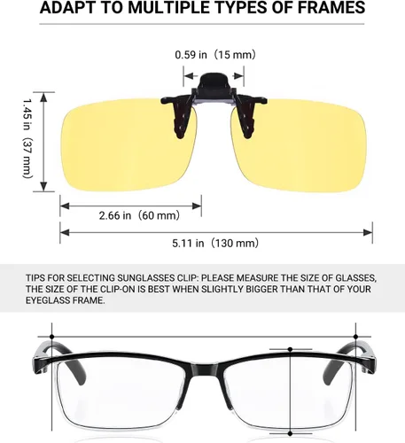 Vista 4 de TERAISE Night driving glasses, Clip on Sunglasses Over Prescription Glasses 2 piezas amarillo+amarillo