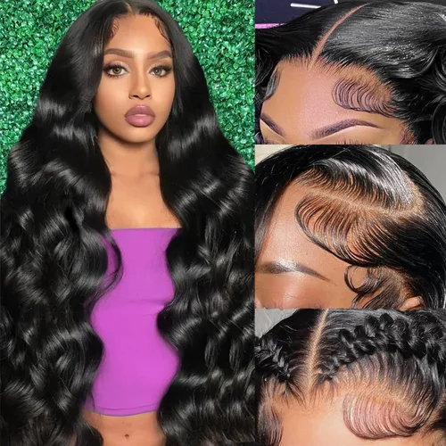 Vista 18 de Smabuity 99J Pelucas de encaje frontal burdeo de pelo humano, peluca burdeo roja de pelo humano, 13x6, peluca de encaje frontal HD de onda corporal