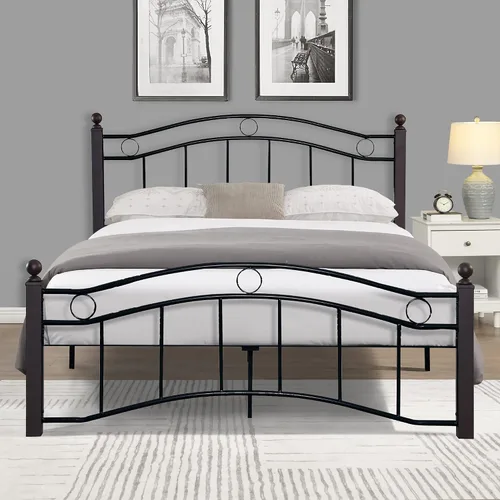 Vista 6 de IANIYA Marco de cama de plataforma de metal, soporte de listones de acero, no necesita somier, fácil montaje, tamaño matrimonial
