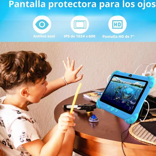 Vista 6 de YINOCHE Tablet infantil de 7 pulgadas con funda, tabletas WiFi para niños, tableta Android para niños, almacenamiento de 32 GB, cámara doble, funda