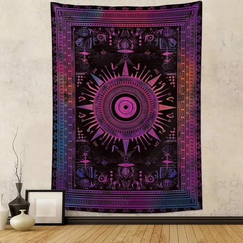 Vista 7 de Tapzen Tapiz de sol hippie chakra celestial mandala para dormitorio, estético, vertical, para colgar en la pared, astrología, espiritual, tapiz