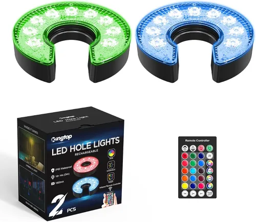 Vista 12 de KINGTOP Luz de hoyo de golf LED recargable - Impermeable, lente de iluminación enfocada, control remoto, perfecta para práctica nocturna de golf