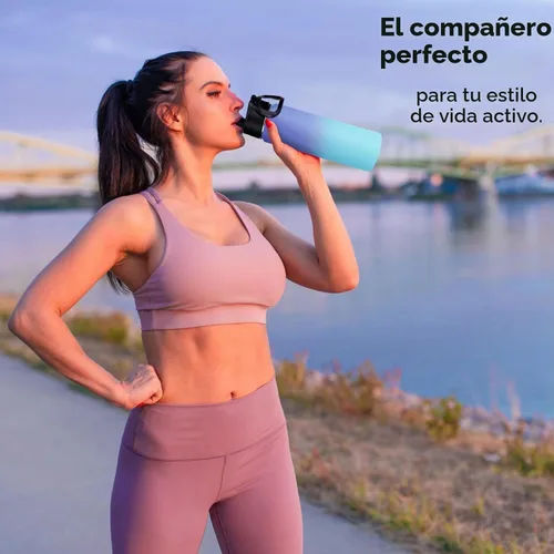 Vista 7 de Neihepal Botellas de agua aisladas de 22 onzas con tapa con popote a prueba de fugas, botella de agua de acero inoxidable de doble pared de boca