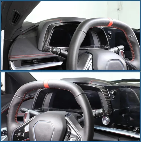 Vista 6 de Marco para panel de salpicadero de automóvil compatible con Chevrolet Corvette C8 Stingray 2020-2025 100% fibra de carbono real, 1 pieza
