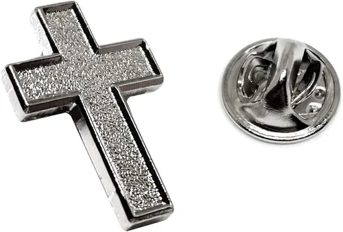 Vista 5 de Chaplain - Broche oficial con diseño de cruz con acabado plateado
