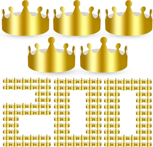 Vista 9 de Crtiin 200 coronas de papel doradas a granel King Gold Party Crown Princess Coronas Sombreros para fiesta de cumpleaños Celebración Suministros