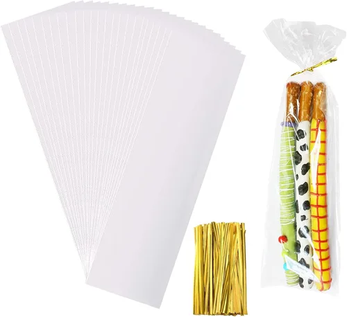Vista 10 de Yotelab Bolsas para tartas, bolsas de celofán transparente de 3 x 5 pulgadas con lazos giratorios, 100 unidades Clear Gift Wrap Bags, Small Treat