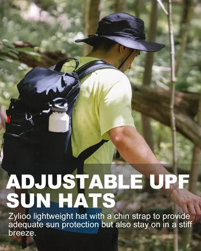 Vista 7 de Zylioo Sombrero de sol de pesca UV de gran tamaño, transpirable, de secado rápido, sombreros de verano ajustables con correa