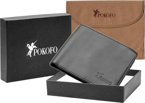 Vista 7 de Billetera plegable de cuero genuino con bloqueo RFID para hombres con cremallera y bolsillo para monedas L