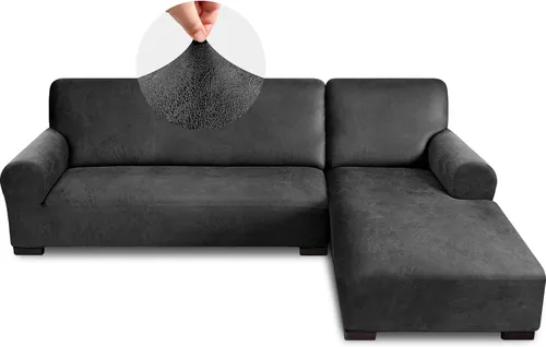Vista 29 de Fundas para sofá modular, funda para sofá con aspecto de cuero, forma de L, 2 piezas, funda elástica suave para sofá seccional, protector de muebles