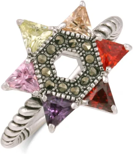 Vista 3 de Anillo de cuerda trenzada con circonita cúbica multicolor