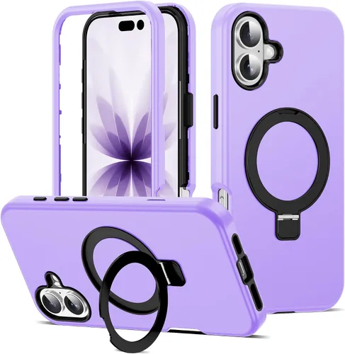 Vista 45 de Funda compatible con iPhone 13 y 14 de 6.1 pulgadas con soporte de anillo magnético [protección militar contra caídas] [compatible con Mag-Safe]
