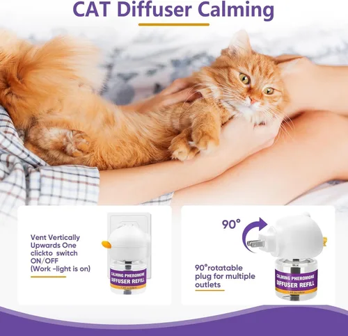Vista 7 de Kit difusor de feromonas calmante para gatos, alivio del estrés y la ansiedad de larga duración, reduce la lucha, la pulverización y los arañazos