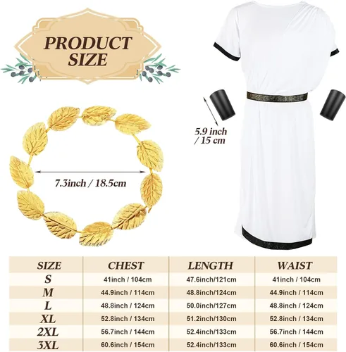Vista 2 de SATINIOR 4 piezas de carnaval para hombre, disfraz de Toga, disfraz de Dios griego para adultos, disfraz de Toga romano con hoja de laurel y pulsera