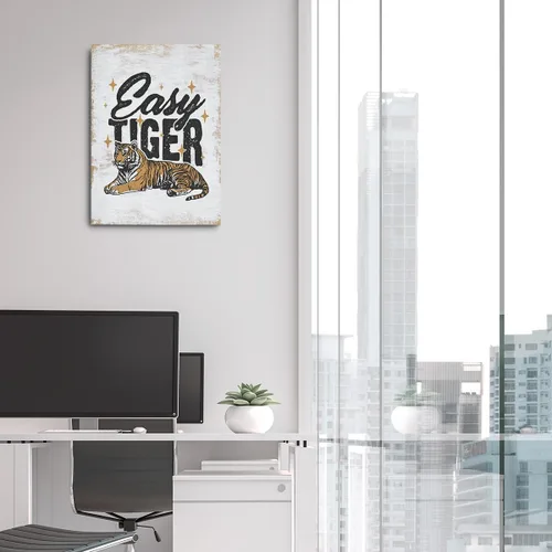 Vista 6 de Lienzo decorativo de pared con citas divertidas, diseño retro de tigre, para amantes de los animales de tigre, impresiones enmarcadas para el hogar