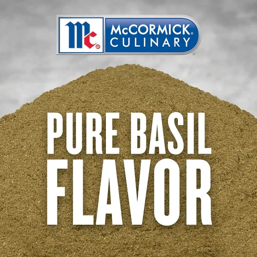 Vista 2 de McCormick Culinary Albahaca molida, 12 onzas, un recipiente de 12 onzas de polvo de hoja de albahaca para mejorar el sabor de salsas a base