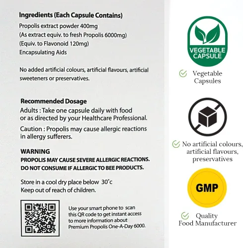 Vista 5 de (3 unidades) Hi Well Premium Propolis One-A-Day 6000 Flavonoide 120mg 150Cápsulas