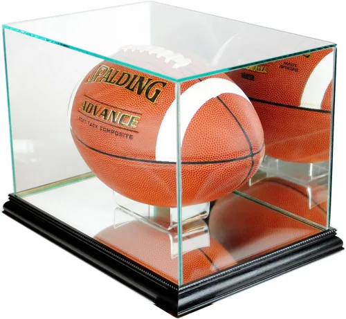 Vista 2 de Perfect Cases Vitrina rectangular de fútbol con moldeado de madera real y vidrio protegido UV real (negro)