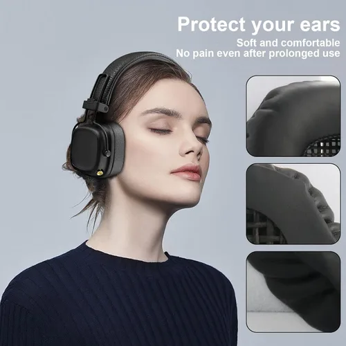 Vista 2 de Major I - Almohadillas de repuesto compatibles con auriculares Bluetooth Marshall Major I/Major II, orejeras de piel de proteína y espuma