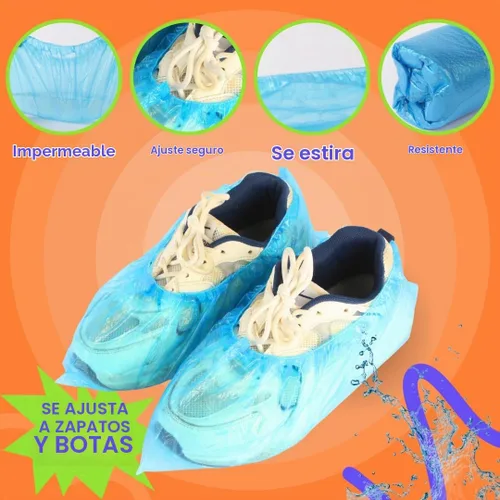 Vista 5 de Paquete de 100 fundas impermeables desechables para zapatos, talla única