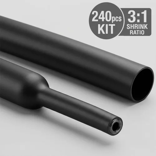 Vista 5 de Kit de tubo termorretráctil ALEKOR - Relación 3:1 con revestimiento adhesivo, tubo termorretráctil de grado marino industrial - 240 piezas
