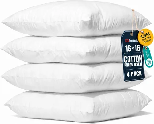Vista 8 de Foamily Insertos de almohada 100% algodón de 12 x 12 pulgadas, rellenos de almohada para almohadas decorativas para sofá y cama, relleno de almohada