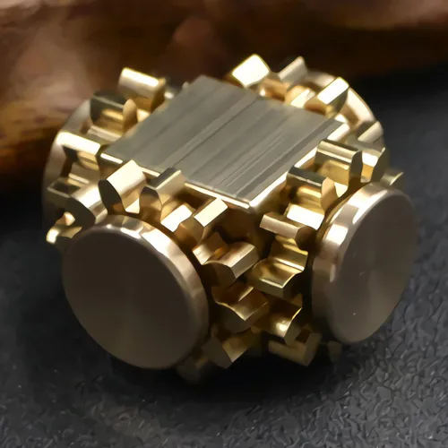Vista 4 de Cubo de latón puro para personas inquietas, spinner de metal, engranes, juguete de mano, para armar usted mismo, EDC, enfoque, meditación, romper