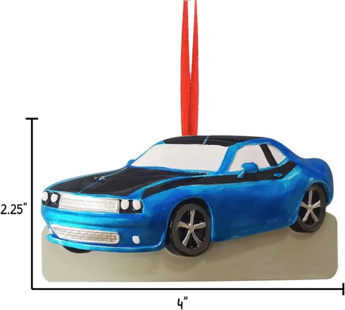 Vista 2 de Adorno de Navidad personalizado para licencia de conducir 2024 – Adornos azules de coche de carreras, decoraciones de Navidad de vehículos, adornos