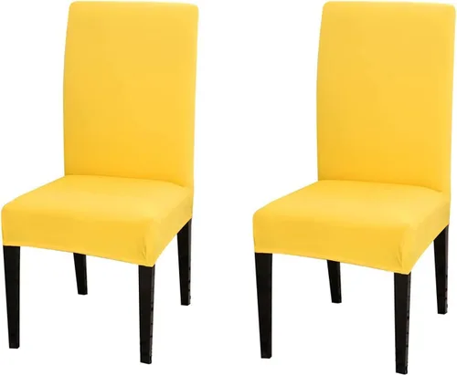 Vista 12 de Chickwin Paquete de 2 fundas elásticas para sillas de comedor, fundas elásticas negras para sillas de cocina, de elastano, sin brazos, ideales